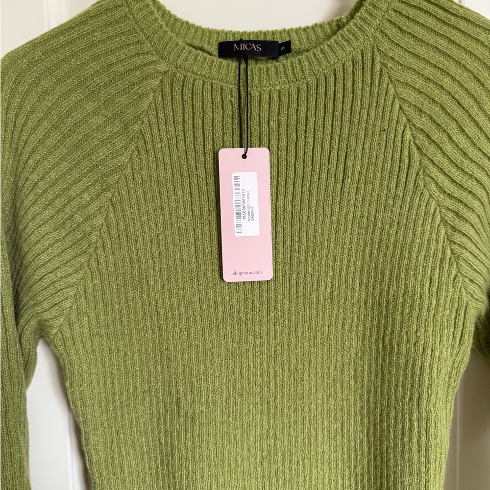 MICAS - Solid Crew Neck Rib Knit Long Sleeve Maxi Dress - Picture 5 of 6